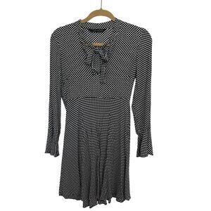 Zara Woman Mini Polka Dot Long Sleeve Dress Size Med Dark Academia Whimsigoth